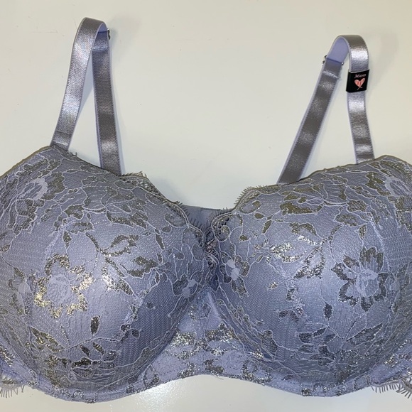 Victoria's Secret Other - Victoria's Secret Silver and Blue Lace Bra with Adjustable Straps